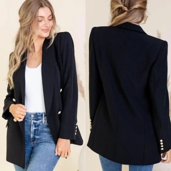 Generation Love Max Crepe Blazer Jacket Black Gold Buttons Size XL NWT $415 - Picture 2 of 4